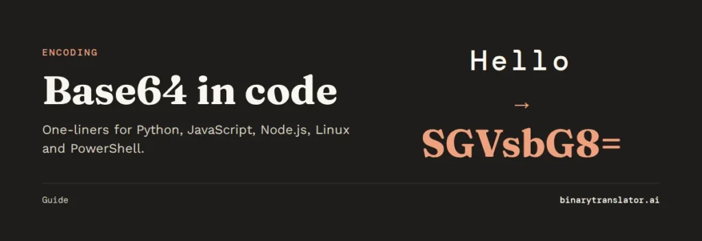 The text Hello encoded in Base64 is SGVsbG8=.